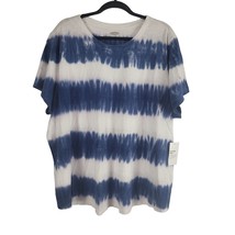 Old Navy Everywear T Shirt 3x Womens Plus Size Blue White Tye Dye Pullover NWT - £12.35 GBP