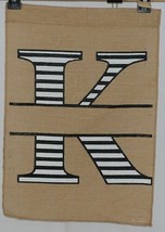 Kate Winston Brand Brown Burlap Monogram Black and White K Garden Flag image 1