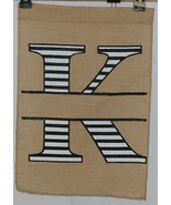 Kate Winston Brand Brown Burlap Monogram Black and White K Garden Flag - £11.96 GBP