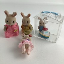 Calico Critters Sweetpea Rabbit Family Flocked Figures Sylvanian Families Epoch - $39.55