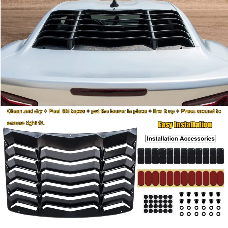Rear Window Louver for Chevrolet Chevy Camaro 2016 - 2022, ABS Matte Black Win - £571.69 GBP