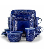 Elama Indigo Lotus 16 Piece Square Dinnerware Set - €80,24 EUR