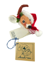 Annalee Trim a Home Reindeer Head Ornament w Santa Hat Vintage 1983 - £37.30 GBP