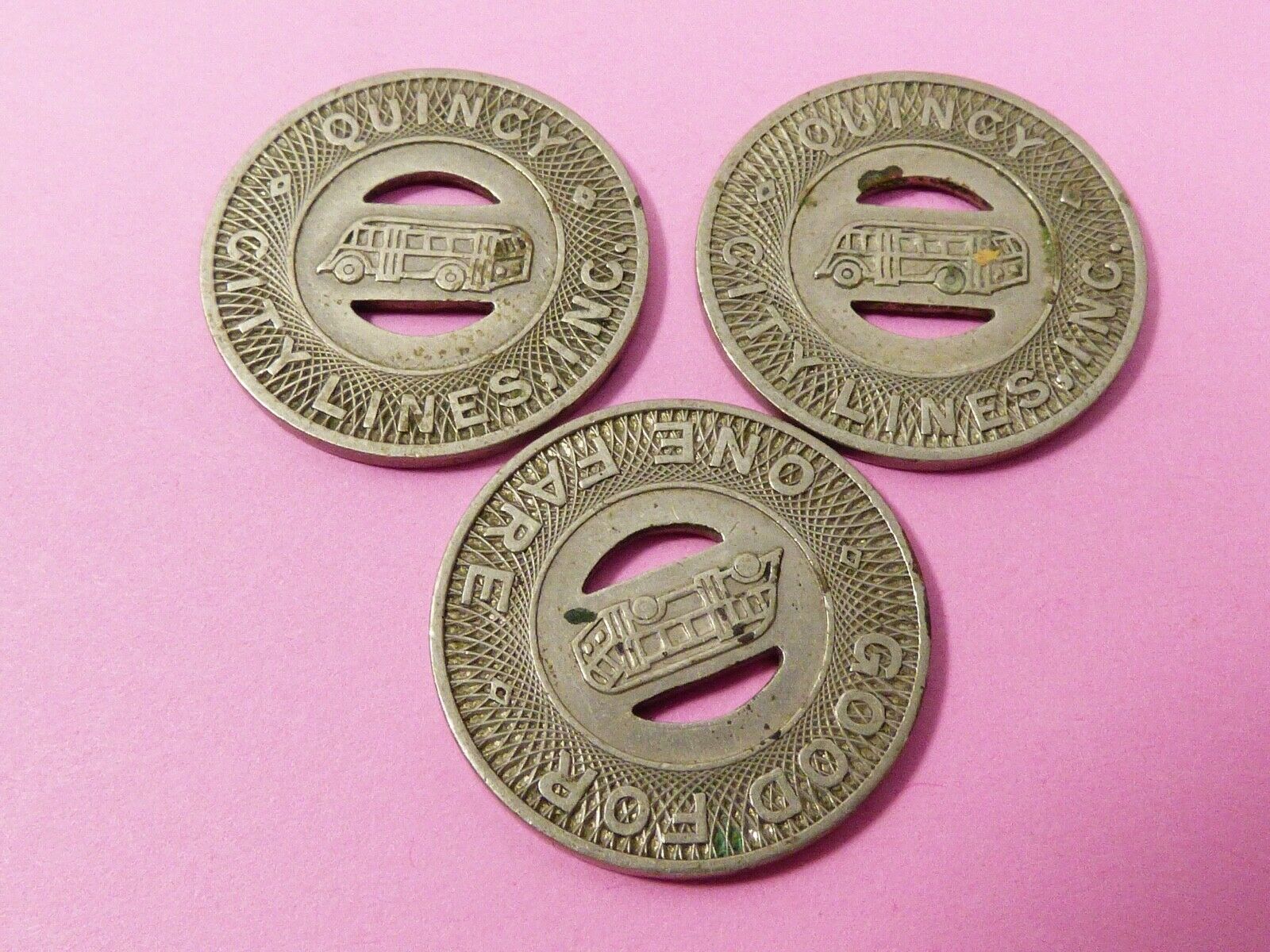VTG Quincy City Lines Good for one Fare Bus Token lot of 3 - $19.80