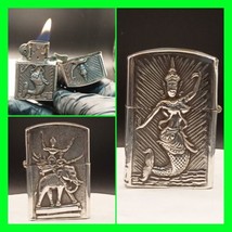 Unique Vintage Sterling Silver Double Sided Case w/ Zippo Lighter Insert Mermaid - £136.09 GBP