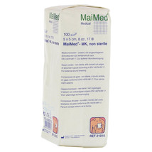 GAUZE COMPRESSES 5x5 cm non-sterile 8-ply 100 pieces - $95.00