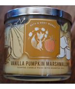 Vanilla Pumpkin Marshmallow Candle 14oz Bath & Body Works Slightly Burned - £13.23 GBP