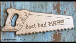 Personalized Wooden Saw BEST DAD EVER Handsaw Shaped Signs, Man Cave, Tools - $41.90