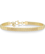 18K Gold over Sterling Silver 5mm Italian Mesh Link Bracelet for Women, ... - £30.46 GBP