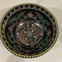 Australian Aboriginal Dot Painting Wood Salad Serving Bowl Salamanders L... - $47.53