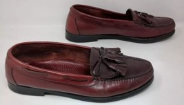 Salvatore Ferragamo Men 14 D Burgundy Leather Kiltie Tassel Loafers Shoes Italy - £54.80 GBP