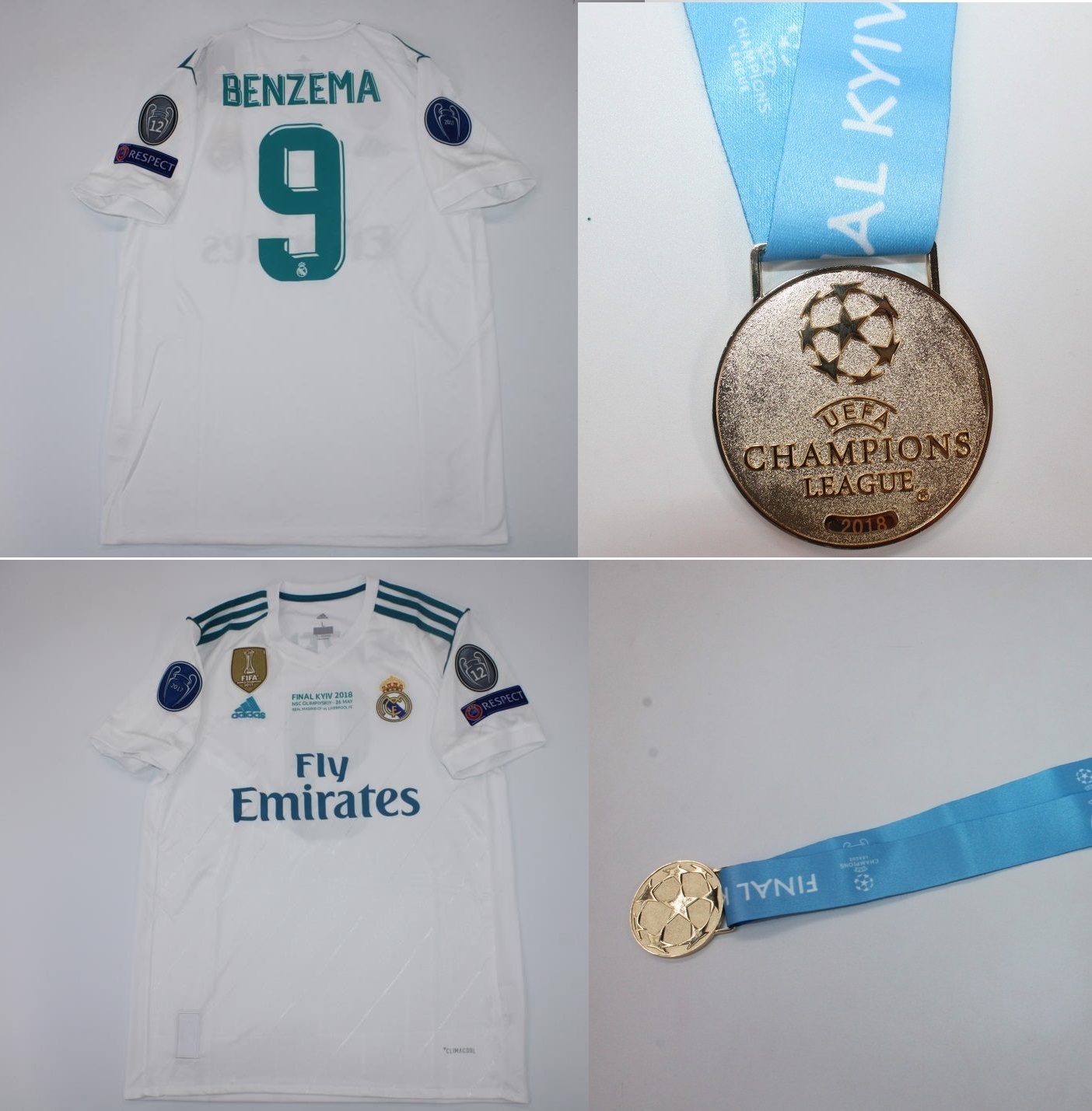 real madrid jersey 2018 shirt benzema ucl final + medal winner