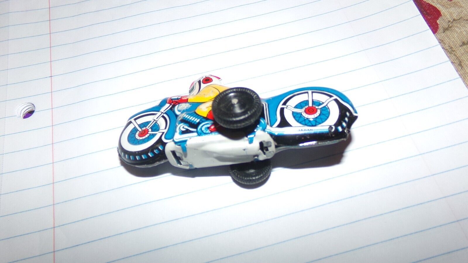 Vintage Tin Lithograph Motorcycle & Rider Friction Toy Made in Japan Item image 4