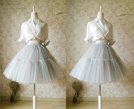 Light Gray Knee Length Tulle Skirt Custom Plus Size Ballerina Tulle Skirt image 2