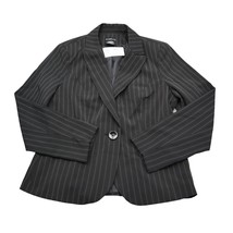 George Blazer Womens 8 Black Peak Lapel Single Breasted Pinstripe Stretc... - $25.62