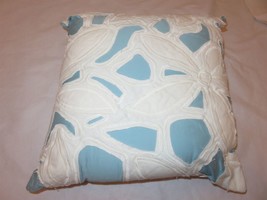Diane Von Furstenberg Floral Applique Aqua Cream  deco pillow NWT - $47.95