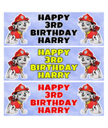 MARSHALL PAW PATROL Personalised Birthday Banner - Paw Patrol Party Banner - $98.45 MXN