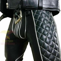 Men&#39;s Real Cowhide Leather Pants Double Zips BLUF Bikers Lederhosen Lede... - $129.99