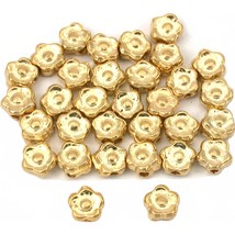 Flower Bali Beads Gold Plated Spacer 9mm Approx 30 Bead - £6.02 GBP