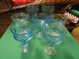 Beautiful SKY BLUE in Color-Set of 5 SHERBET Glasses &amp; 2 FREE Ice Tea Gl... - $14.44