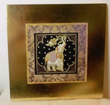 Wall Plaque Plack Gold with Elephant  11&quot; Square - £34.59 GBP
