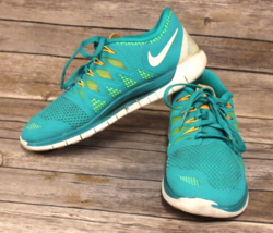 Nike Free 5.0 Turquoise White Woman Size US 8.5 Athletic Running Training Shoes - £18.37 GBP
