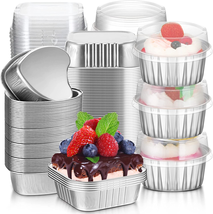 100 Pack 3 Shapes Baking Cups with Lids Aluminum Foil Baking Cups Cupcake Liners - £17.22 GBP