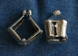 Unusual Mid Century Modern Silver-tone Clip Earrings 1950s vintage 1  1/8&quot; - £10.34 GBP