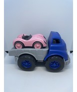 The Original Green Toys Set Flat Bed Tow Truck With Pink Car Plastic Mad... - $20.21