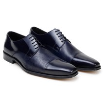 Belvedere Studio Men's Dress Shoes Alexander Deerskin Leather Navy image 3