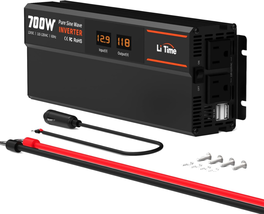 700W Pure Sine Wave Power Inverter, 12V DC to 120V AC Car Charger Plug In - £153.47 GBP
