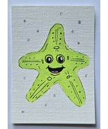 ACEO Original Art Happy Green Starfish Acrylic Painting on Watercolor Paper - €4,29 EUR