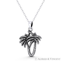 Tropical Coconut Palm Tree Boho Beachbum Pendant in Oxidized 925 Sterling Silver - £16.44 GBP+