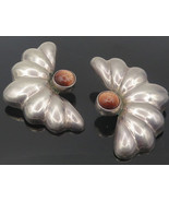 MEXICO 925 Sterling Silver - Vintage Goldstone Non Pierce Earrings - EG6034 - $134.15 CAD