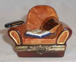 Limoges France Hand Painted Trinket Box TV Watching Chair by Gerard Ribi... - £117.79 GBP