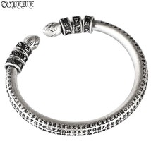 3D 999 Silver Tibetan Bangle Pure Silver the Buddhist Heart Sutra Cuff Bracelet  - £165.86 GBP