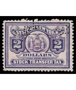 US REVENUE Stamp - New York Stock Transfer, $2, Overprint 1308 - $1.49