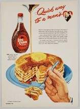 1948 Print Ad Log Cabin Syrup Stack of Pancakes with Butter on Top - £12.01 GBP