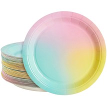 80-Pack Disposable Paper Plates, Ombre Party Supplies For Dinner Lunch, ... - £31.77 GBP