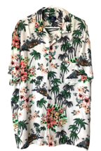 George Shirt Mens Hawaiian Island Palm Allover Print Pockets White Size ... - $13.65