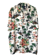 George Shirt Mens Hawaiian Island Palm Allover Print Pockets White Size ... - £10.20 GBP