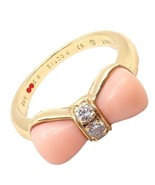 Rare! Authentic Van Cleef &amp; Arpels 18k Yellow Gold Coral Diamond Bow Rin... - $50,889.70 MXN