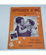 September Song Sheet Music Piano Voice Guitar 1938 Weill Anderson Huston - £7.04 GBP