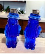 Vintage Cobalt Blue Glass Planter's Mr. Peanut Salt & Pepper Shakers 5.5" H - $23.76