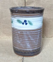 Vintage Signed Jeanne Palmer Art Pottery Vase Crock Utensil Holder Cottagecore - £23.23 GBP