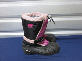 Sorel Pink Black Lined Winter Snow Boots Size 6 (B3) - £12.52 GBP