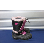 Sorel Pink Black Lined Winter Snow Boots Size 6 (B3) - £12.51 GBP
