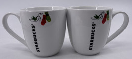 Starbucks 2011 Christmas Winter Holiday 13 oz Coffee Mugs Mittens Birds Set 2 - $24.74
