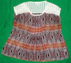 John Paul Richard multicolor sleeveless sheer, crochet top pleats, braid... - £3.10 GBP