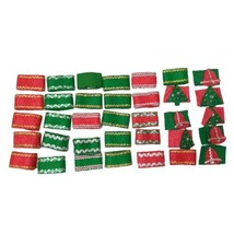 Huge Lot of 35 Christmas Cloth Napkins Rings Red &amp; Green - £11.39 GBP